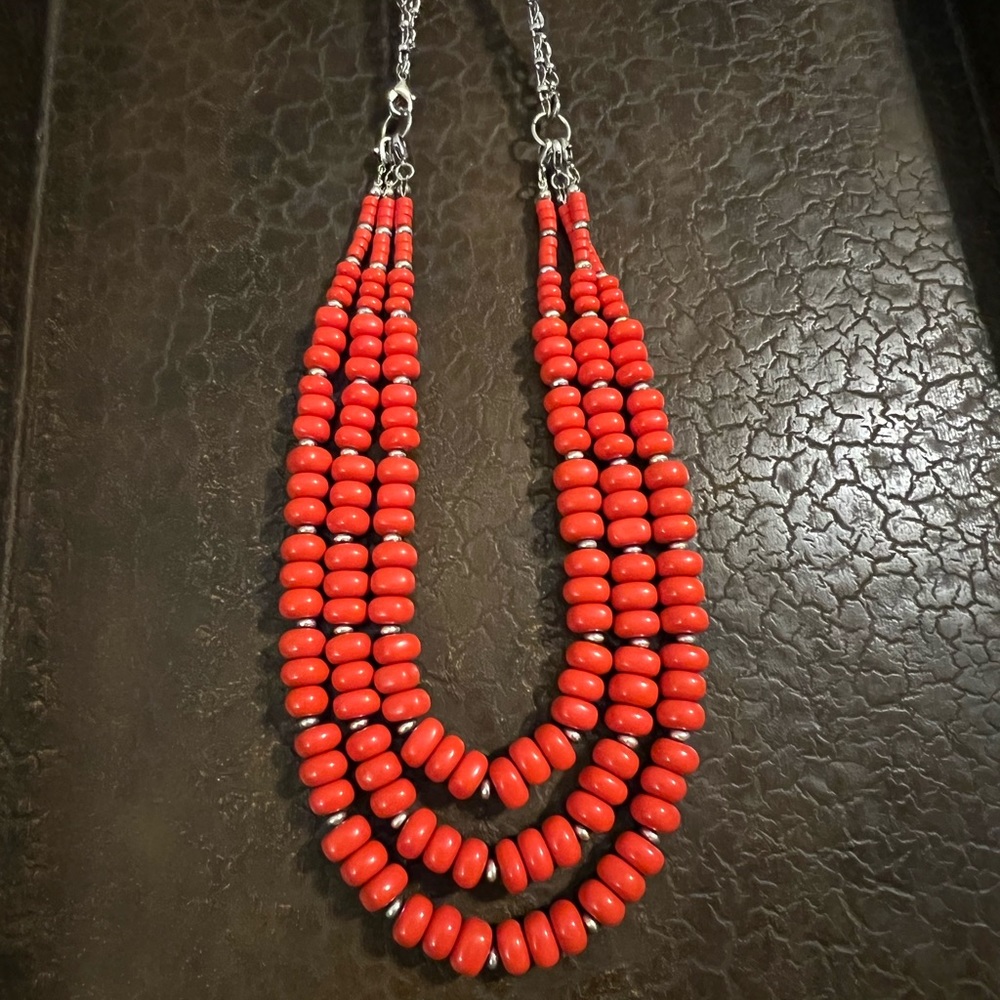3 Strand heavy beaded necklace- multiple ways to wear!